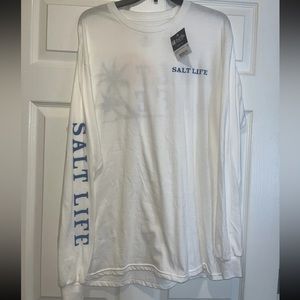 Salt Life Mens Long Sleeve Pocket Graphic Shirt-White-Size Large-New With Tags